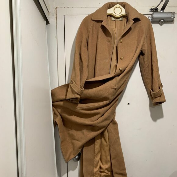 VINTAGE JAEGER WOOL & CAMELHAIR TRENCH COATS SIZE S - Picture 4 of 13